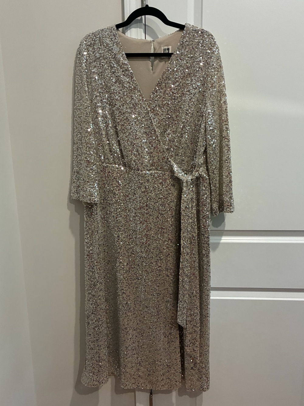 Anne Klein Champagne Sequin Wrap Dress